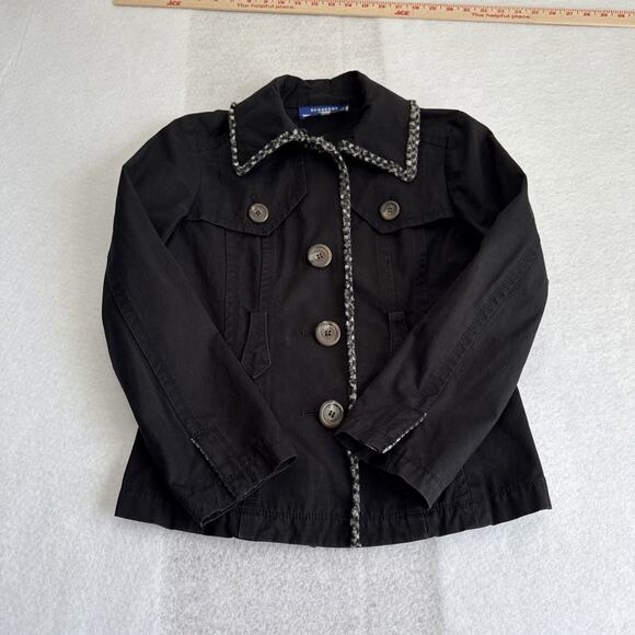 Burberry Blue Label Jacket. Black With Houndstooth Trim. Sz 38 - Picture 4 of 8